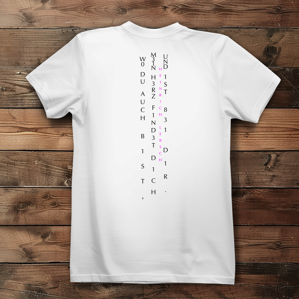 »Wo du auch bist...« – Premium Bio T-Shirt für Frauen mit Code-Regen Lersch