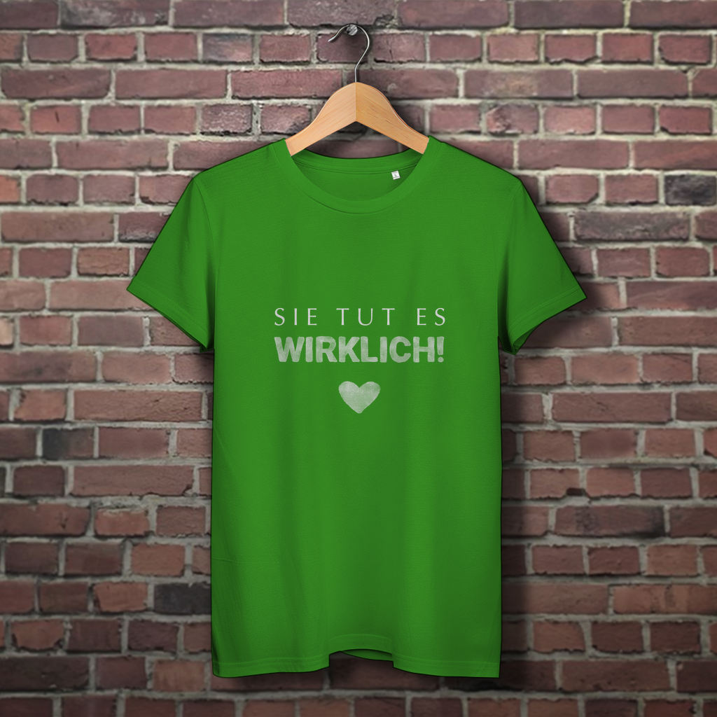 Sie tut es wirklich! / »Die Liebe ist Wahnsinn…« – JGA Premium Bio T-Shirt für Team Braut