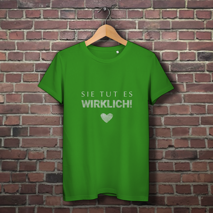 Sie tut es wirklich! / »Die Liebe ist Wahnsinn…« – JGA Premium Bio T-Shirt für Team Braut