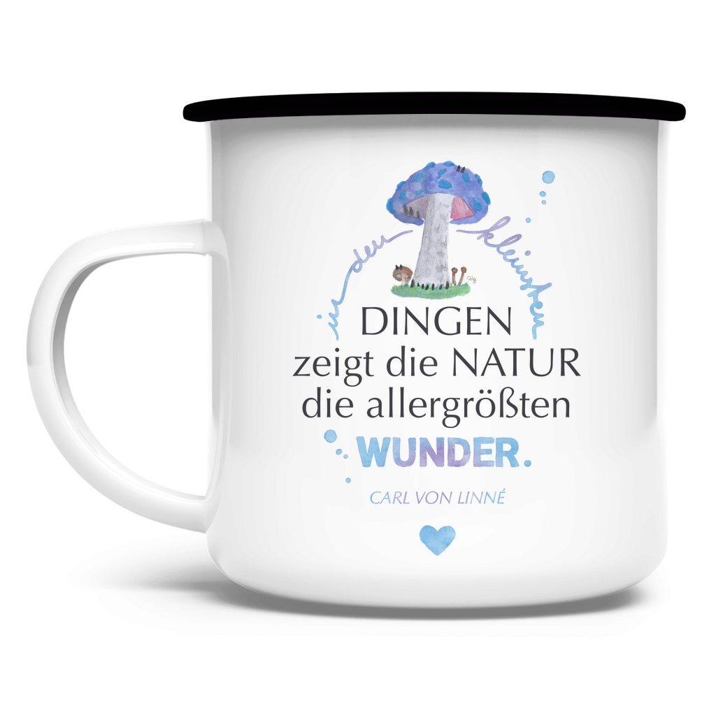 »In den kleinsten Dingen...« – Emaille Tasse