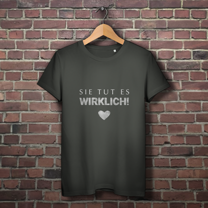Sie tut es wirklich! / »Die Liebe ist Wahnsinn…« – JGA Premium Bio T-Shirt für Team Braut