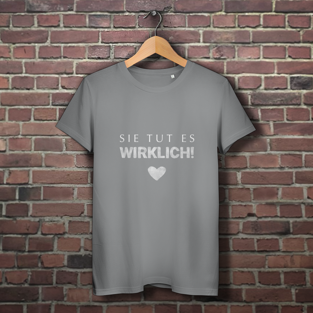 Sie tut es wirklich! / »Die Liebe ist Wahnsinn…« – JGA Premium Bio T-Shirt für Team Braut