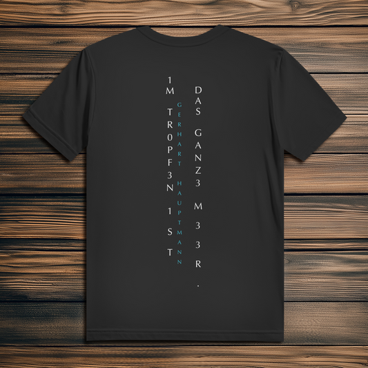 »Im Tropfen ist das ganze Meer.« – Premium Bio T-Shirt für Männer mit Code-Regen Hauptmann