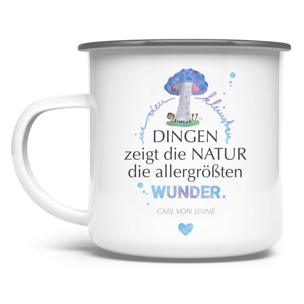 »In den kleinsten Dingen...« – Emaille Tasse