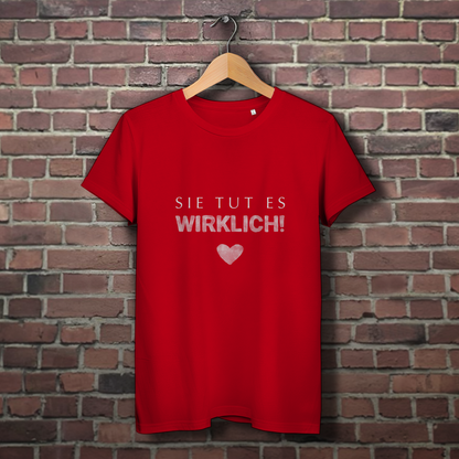 Sie tut es wirklich! / »Die Liebe ist Wahnsinn…« – JGA Premium Bio T-Shirt für Team Braut
