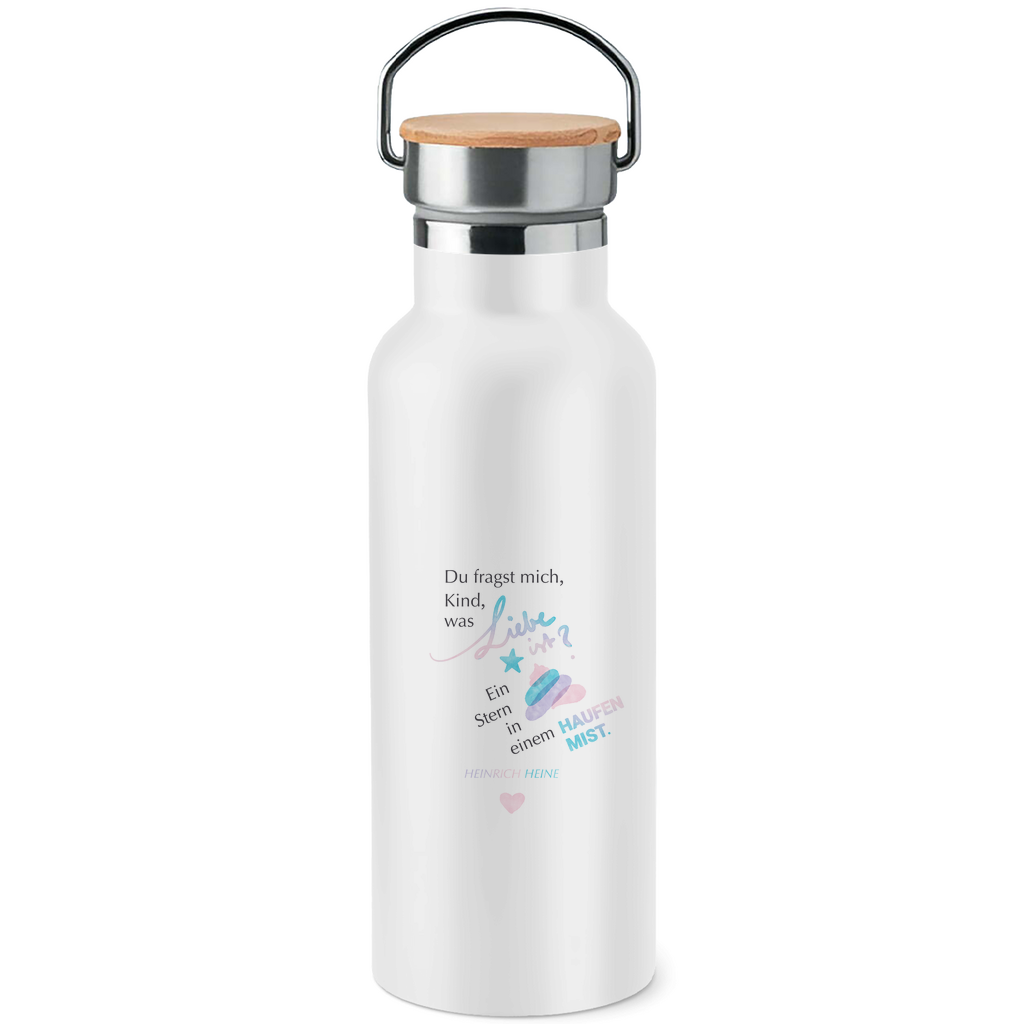 Edelstahl-Trinkflasche mit Bambusdeckel – »Ein Sterin in einem Haufen Mist.«