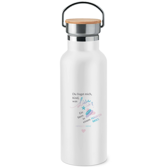 Edelstahl-Trinkflasche mit Bambusdeckel – »Ein Sterin in einem Haufen Mist.«