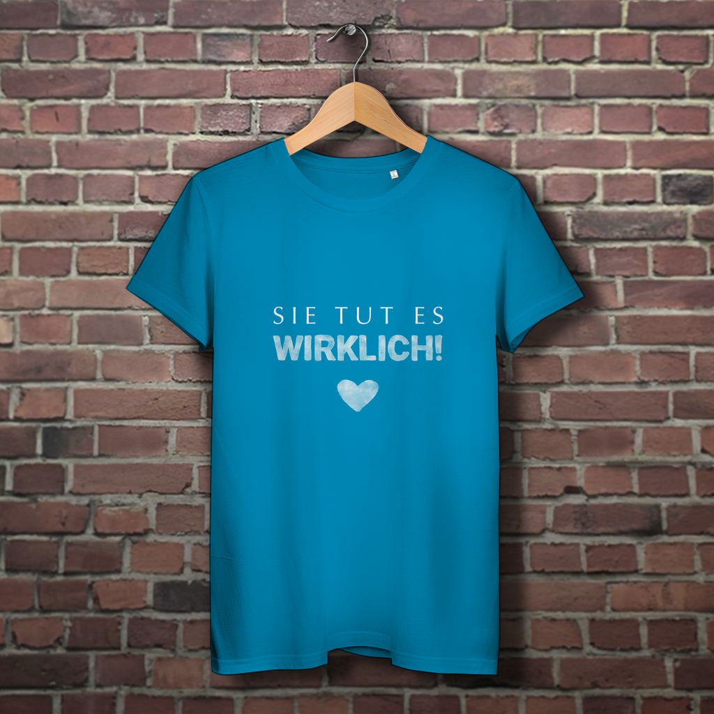 Sie tut es wirklich! / »Die Liebe ist Wahnsinn…« – JGA Premium Bio T-Shirt für Team Braut