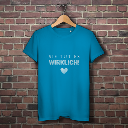 Sie tut es wirklich! / »Die Liebe ist Wahnsinn…« – JGA Premium Bio T-Shirt für Team Braut